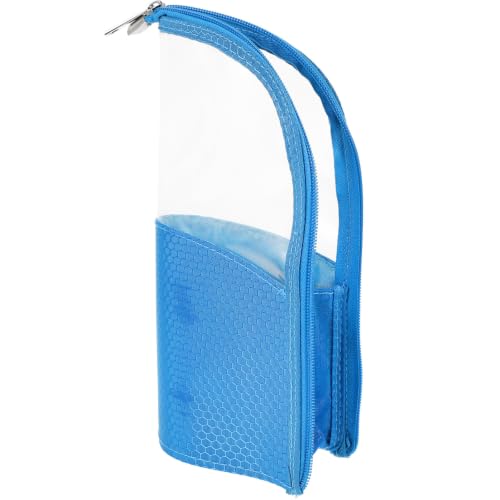 MAGICLULU Neceser de Maquillaje Azul para Viaje y Gimnasio, Resistente al Agua Material TPU y Oxford, Organizador Compacto para Brochas y Cosméticos Mujer