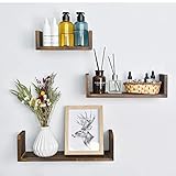 StorageWorks ウォールシェルフ 壁掛け 3個セット サイズ 木製 桐 ネジ付き 壁につける棚 ウォールラック 2通りの向きで取り付け可能 石膏ボード壁 木壁両用 DIY リビング キッチン バスルーム 部屋 飾り棚 収納 整理 