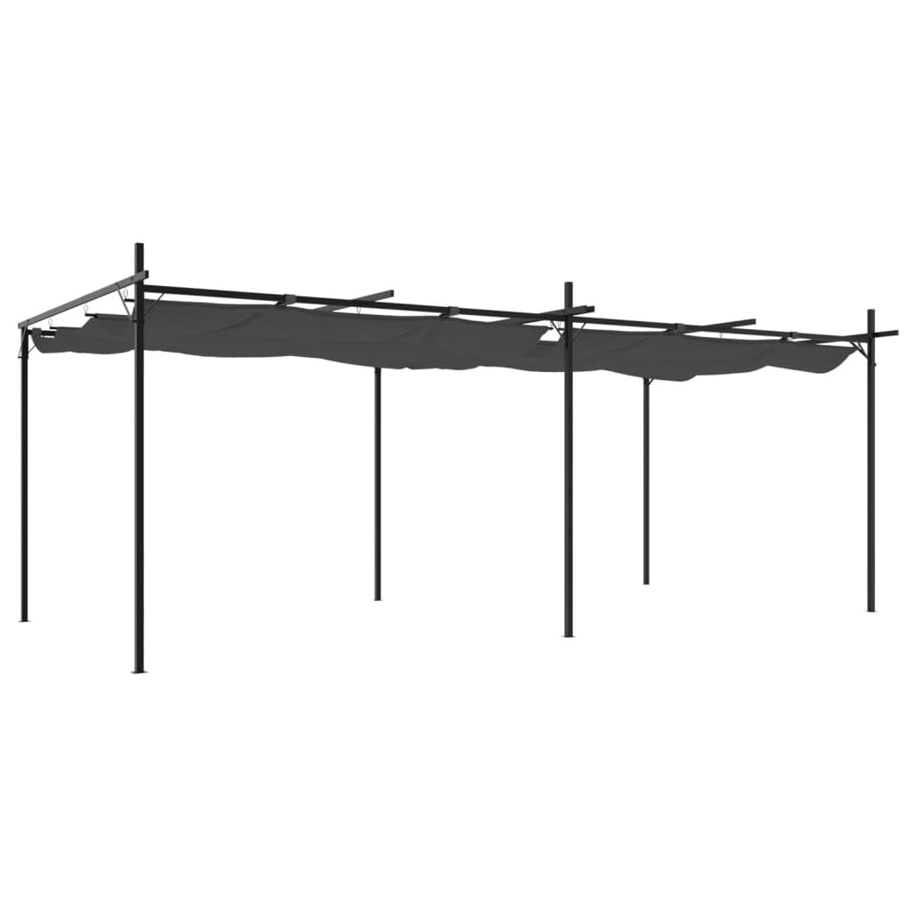 vidaXL Pergola mit Schiebedach, Anthrazit – Pavillon aus Aluminium, 589 x 292 x 230 cm