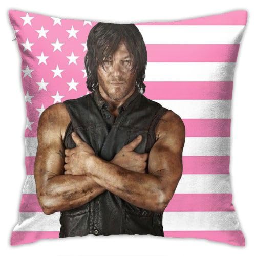 Pillowcase Daryl Dixon Pillowcover Norman Reedus American Flag 18x18 inch
