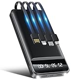 モバイルバッテリー 大容量 【2024年新モデル・40000mAh 急速充電 スマホ充電器 軽量 パススルー機能 ケーブル内蔵 携帯充電器 5台同時充電 PSE技術基準適合 LCD電量残量表示 Type-C急速充電 安全設計 スマホ充電器 回路保護 コンパクト＆軽量 旅行/出張/アウトドア/キャンプ/停電対策/防災 日本語取扱説明書 (ブラック)