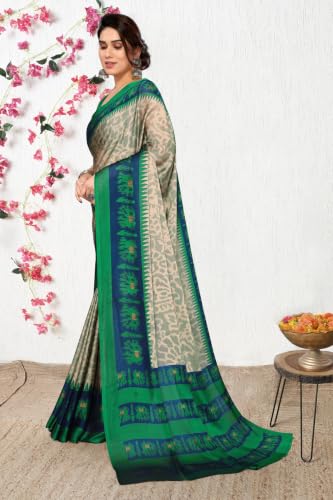 Image of MIRCHI FASHION Saree for Woman Chiffon Leaf Printed | Lightweight Daily Wear Comfortable Women's Sari with Blouse Piece (Available in 30 Styles)