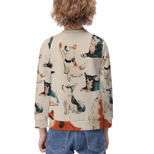 Yoga Dogs Poses (2) Children's Casual Pullover Sweatshirt Loose Fit9-11Y2