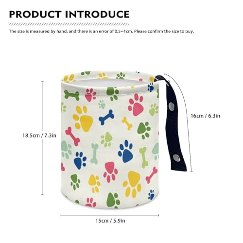 Image of Cute Dog Paw Print Hanging Portable Car Trash Can Waste Basket Car Accessories Interior Collapsible Accessories Trash Can Car Garbage Bag Small Trash Can