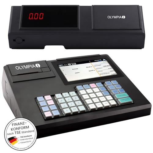 Olympia K200 Registrierkasse | Kasse für den Handel | Touchdisplay 7 Zoll | Android 11 | 58 mm Thermodrucker | Hubtastatur mit 48 Tasten | LED-Anzeige | grafisches Bonlogo | intuitive Bedienung