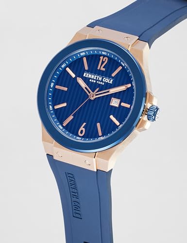 Image of Kenneth Cole Quartz Analog with Date Blue Dial Blue Silicone Strap Watch for Men - KCWGN0034403MN