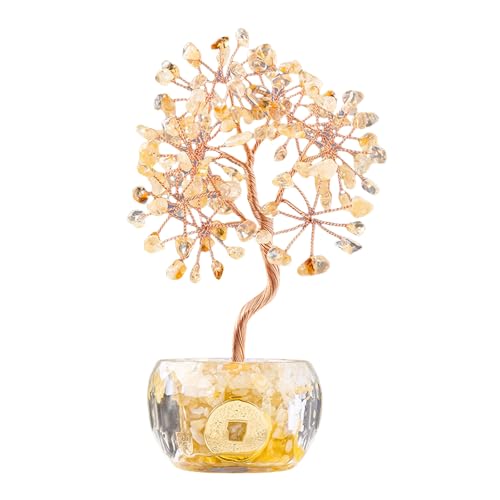 Gissroys Arbre en Pot De Élégant Pierres De Arbre d'argent pour La Richesse Attire Parfaitement pour Les Décors Professionnels d'affaires