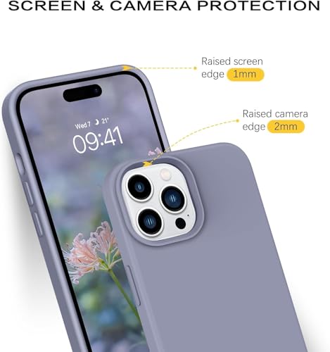 Image of M Cart Liquid Silicon case for iPhone 14 Pro Max, Soft TPU Shockproof Scratch Resistant Slim Thin Protective Cover (Blue Grey)