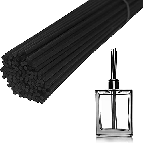 Difusores de varillas de ratán, 150 unidades, fibras naturales, aroma de aceite esencial (24 cm x 3 mm, negro)