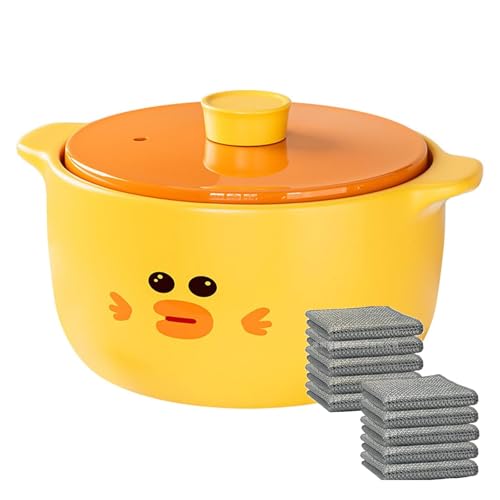 Cacerola de cerámica de gres para Cocina a Gas, Resistente a Altas temperaturas, Ideal para arroz, guisos y sopas, 2,5 l.