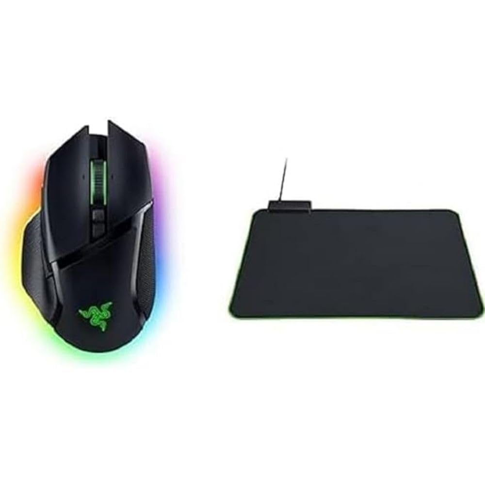 Razer Basilisk V3 Pro + Goliathus Chroma - Ratón inalámbrico personalizable para juegos con rueda inclinable HyperScroll, sensor óptico 30K y alfombrilla blanda para juegos con iluminación RGB