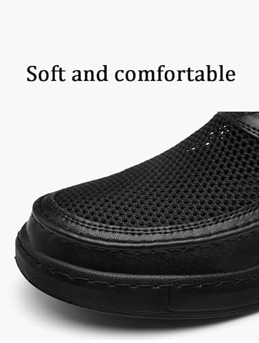 Men's Hollow Leather Mesh Closed Toe Sandals Casual Outdoor Athletic Adjustable Slip On Beach Shoes Summer Breathable2