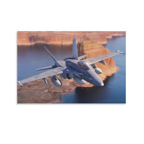 Impression sur toile FA-18 Fighter avion de chasse décoration murale salon 60x90 cm