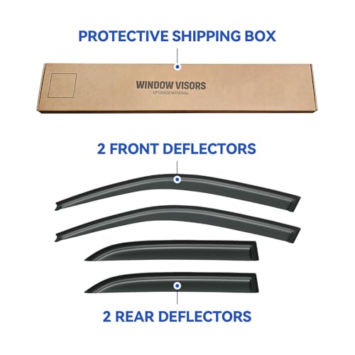 Image of Window Visors Rain Guards Shield for 1992-1996 Toyota Camry, Out-Channel Window Vent Wind Deflectors Visors Shades for 92-96 Camry