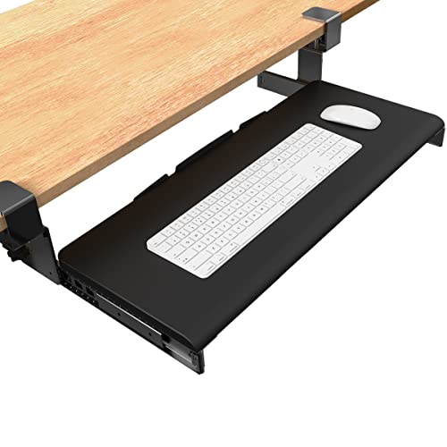 SUBHTOH Ergonomic Desk Keyboard Tray with C Clamp, Pull Out Keyboard Tray Under Desk, 27 x 11