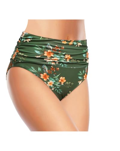 Image of Tempt Me Women's High Waisted Bikini Bottom Tummy Control Ruched Bathing Suit Swim Bottom