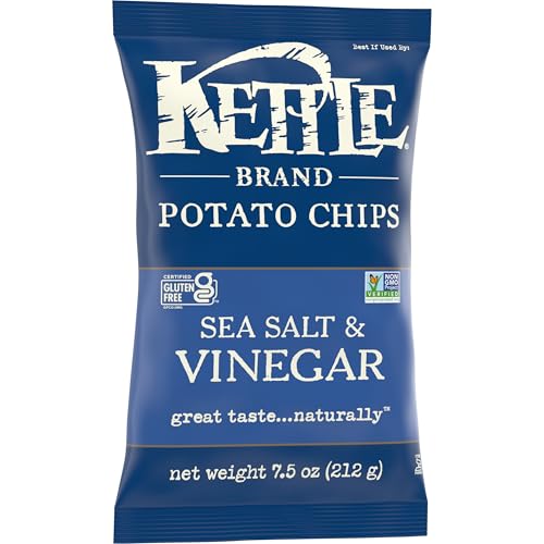 Image of Kettle Brand Sea Salt and Vinegar Kettle Potato Chips, Gluten-Free, Non-GMO, 7.5 oz Bag (Pack of 12)