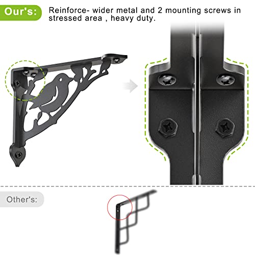 Seleware Bird Shelves Brackets Heavy Duty Shelf Brackets Wall Shelf Brackets Metal Corner Brackets, 8" X 7", Corner Brace, Hardware Included, 2 Pack #TOP3