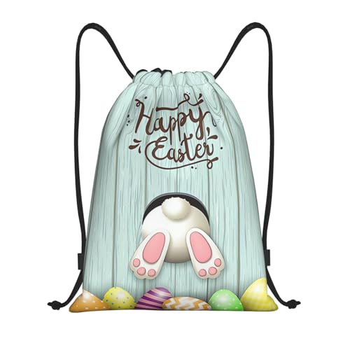 PRTYABS Easter Bunny & Eggs Drawstring Backpack Bags for Sports, Gym, Travel, Swimming, Beach,Yoga