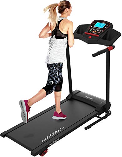 TechFit MT-95 Tapis de Course Electrique Pliable, Puissance Moteur Maximale de 2.5 HP, avec 3 Etapes d'inclinaison Manuelle, 16 Programmes Prédéfinis, Ecran LCD, Application Bluetooth et MP3,