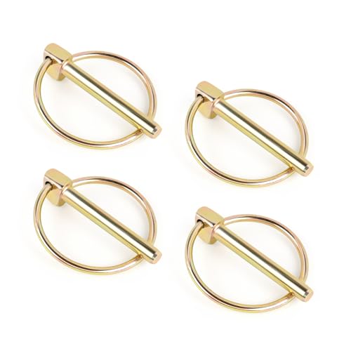 Yuntop 4 PCS Heavy Duty Stainless Steel Gold Lynch Pins with Ring for Trucks Tractors Trolleys Lawn Mowers & Trailers (1/4 Inch / 6 mm x 1-3/4 Inch / 45 mm)