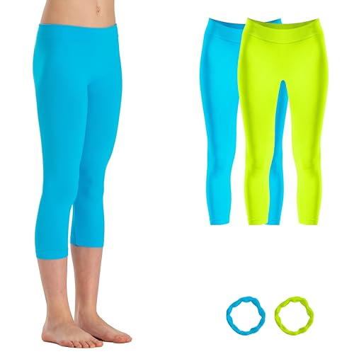 Risalti Mallas Cortas Niña 3/4 Microfibra 2 PZ - Leggins Cortos Niña, Leggings Niña Capri, Pantalones Cortos Niña, Pantalon Corto Niña, Leggins Niña, Brazaletes de Regalo - Made In Italy
