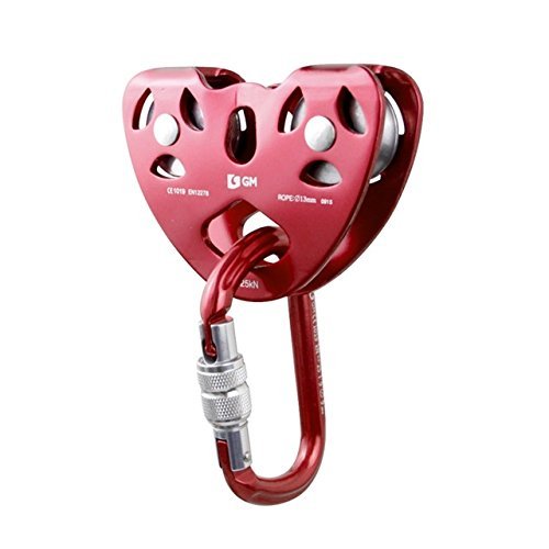 Outdoor Climbing Equipment 25KN Oval Screw Locking Carabiner with 25KN Zip Line Cable Trolley Pulley