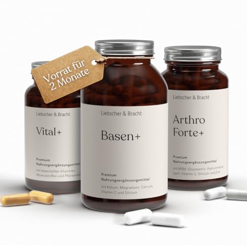 Liebscher & Bracht Premium Nahrungsergänzungsmittel 3er-Kombi: 1x Vital+ / 1x Arthro Forte+ / 1x Basen+ für 2 Monate, vegan, lactose- & glutenfrei, laborgeprüft