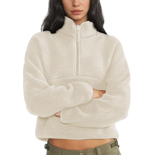 Amazon.com: Keeliya Womens Fleece Sweatshirts Cropped Half Zip