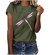2023 Women Summer Tops Y2k Crewneck Dragonfly Graphic Short Sleeve Fashion T Shirt Vintage Loose ...