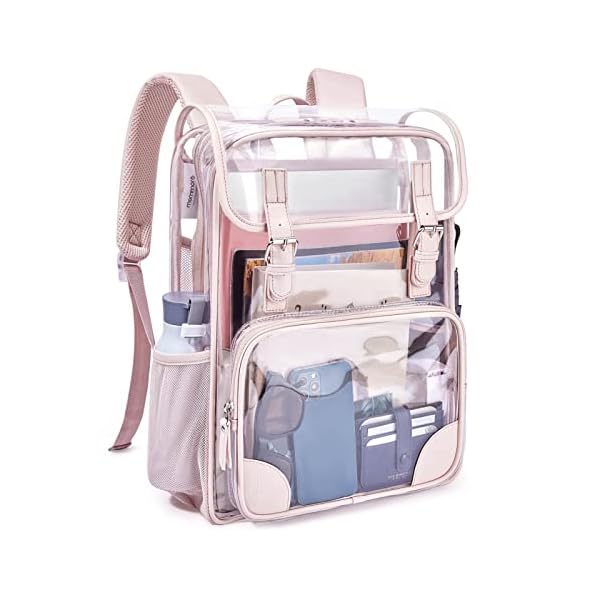 mommore-Clear-Backpack-Heavy-Duty-Thick-PVC-Transparent-Backpack-with-Leather-Trim-Large-Capacity-See-Through-Backpack mommore Clear Backpack Heavy Duty Large Clear Backpacks for School Transparent PVC See Through Bookbag for College Work Travel