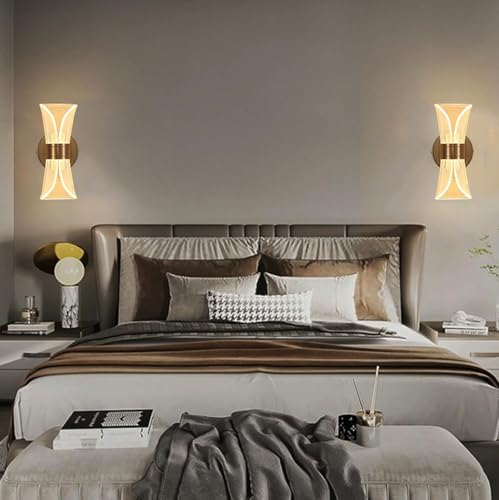 Image of Groeien 12W | 3 Color LED Nordic Sconce Golden Mesh Transparent Indoor Home Acrylic Wall Lamp for Bedroom Living Room Corridor Lighting Fixtures Wall Mount(Warm+Natural+Coolwhite)