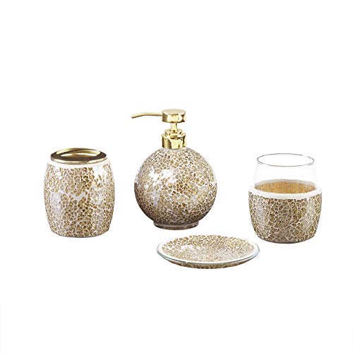 Madison Park Mosaic Bath Accessory Set, 4 Piece, Gold - image 2