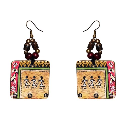 Image of Handcrafted Artistic & Tribal Earrings Collection for Women - Bohemian, Floral, Wooden & Ethnic Statement and Stud Designs