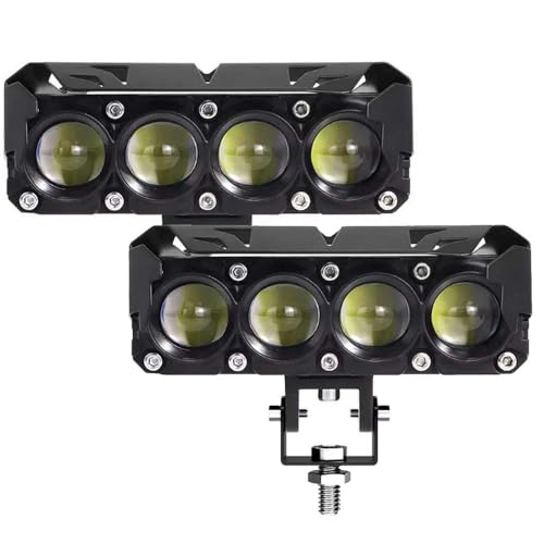 Image of NIGHT LIFE 4 Lens Dual Color LED Fog Light Bar with White & Yellow Modes, 12V Waterproof Aluminium Alloy Body, IP67, High Brightness Long Range Spotlight for Cars & Bikes (Pack of 2)