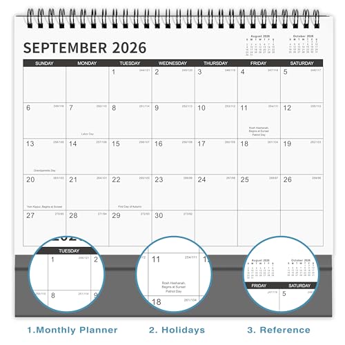Calendrier de bureau 2025 de janvier à décembre calendrier à rabat debout de table - 4
