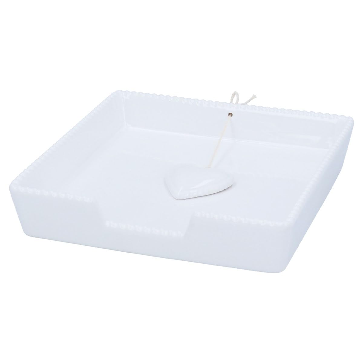 Gisela Graham Ceramic Beaded Heart Napkin Holder, White