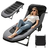 OVLRIJP Chaise Longue Jardin Exterieur, Transat Jardin Exterieur avec 6 Dossiers Réglables, Chaise Longue Pliable avec Poche Latérale, Bain de Soleil pour Balcon, Patio, Camping (Noir)