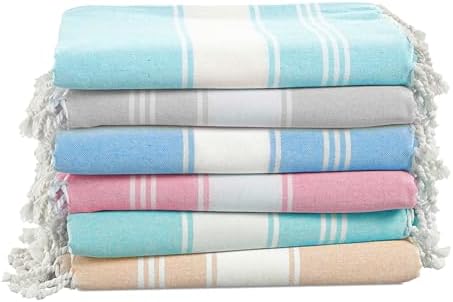 LANE LINEN Turkish Beach Towels for Women, Set of 6 - Large 39"x71", Pre-Washed, No-Shrink, Sand-Free, Quick Dry, Lightweight, Soft Beach Bath Towels - Vintage Beach - Thumbnail 3