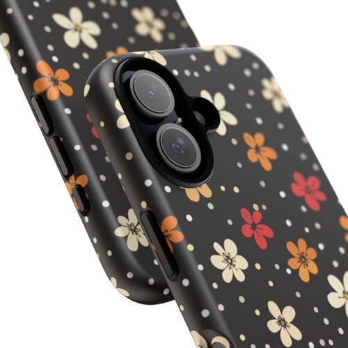 Coque iPhone 16 fleurs colorées pois et coque rigide mate de protection - 2
