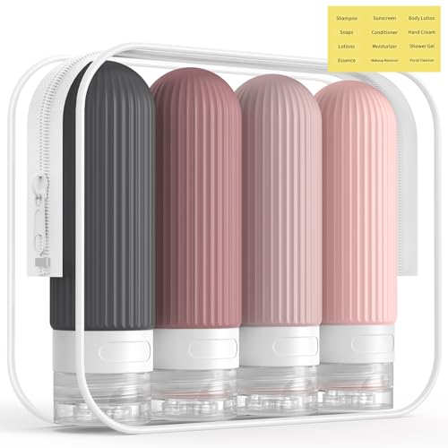 ME.FAN Travel Bottles for Toiletries, TSA Approved 3oz Silicone Journey Size Containers, Portable...