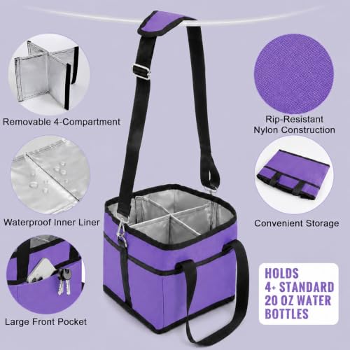 ANTAND 4 Water Bottle Holder with Strap - Multiple Tumbler Insulated Drink Carrier Tote Bag, Reusable Drink Family Size Caddy for Car, Delivery, Adjustable Dividers - 2 in 1 Car Seat Hook Set by ANTAND - Used condition - Image 3