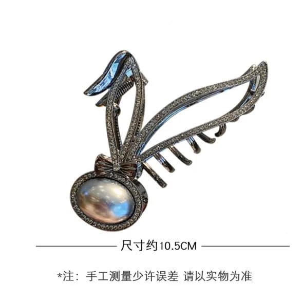 Image of Diversa Rhinestone Golden Claw Clip, Embellished Korean Clutcher, Non- Slip Metal Claw Clip for Girls, Fancy Clutcher for Women, Pack of 1 (Rabbit Ear)