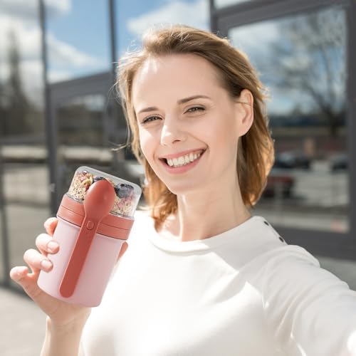 Swkien Müslibecher to go, Joghurtbecher to go 450ml+250ml, Auslaufsicherer Müsli Becher für Müsli & Joghurt, Joghurt Becher mit Löffel… – Ansicht 4