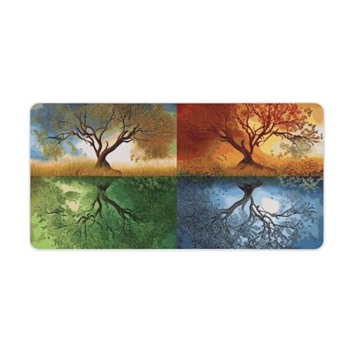 Four Season Tree of Life Desk Mat Non-Slip Laptop Writing Pad Large Keyboard Mousepad with Rubber Base 23.6