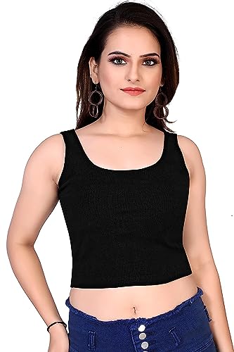 Image of Women's & Girl's Plain Black & White Tank Tops Crop Top (Set of 2)