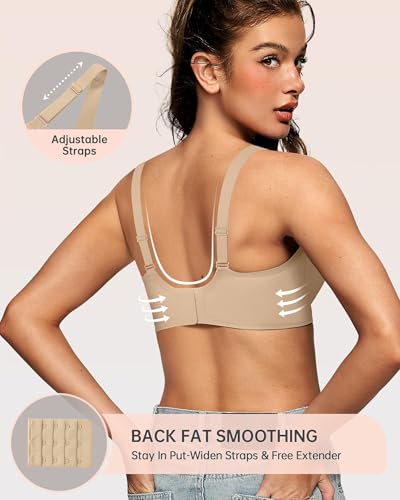 Image of OEAK Womens Deep V Bras Wireless Comfortable Bra Supportive No Underwire Bras Tshirt Push Up Bralettes Plunge Seamless Bra