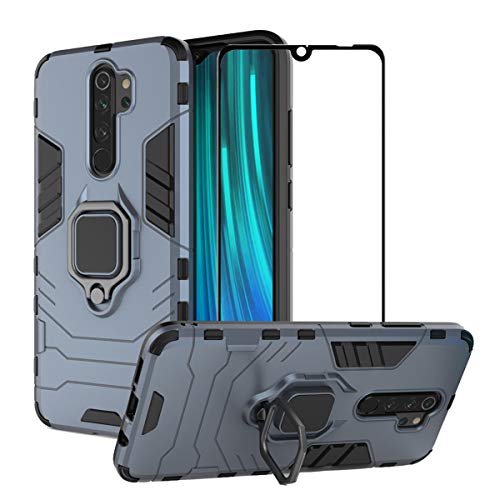 EasyLifeGo for Xiaomi Redmi Note 8 Pro Case with [2 Pieces] Tempered Glass Screen Protector, Hybrid Heavy Duty Armor Dual Layer Anti-Scratch Case Cover, Blue