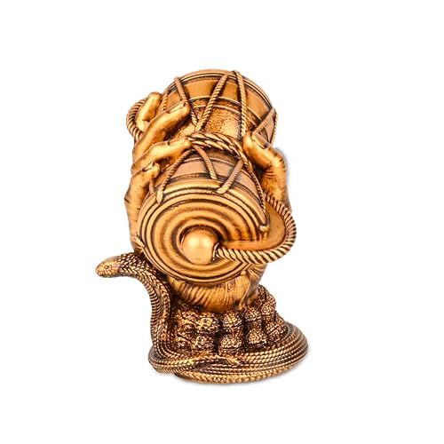 Image of Artarium Traditional Resin Shiva Damru Idol Antique Shivji Sheshnag Bholenath Blessings Murti for Car Dashboard Home Decor Pooja Room Gift Item (Shiva Damru Antique 3 Inch)