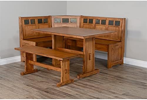 Vista 5 de Pemberly Row Juego de rincón de cocina de madera de granja con almacenamiento oculto en roble rústico